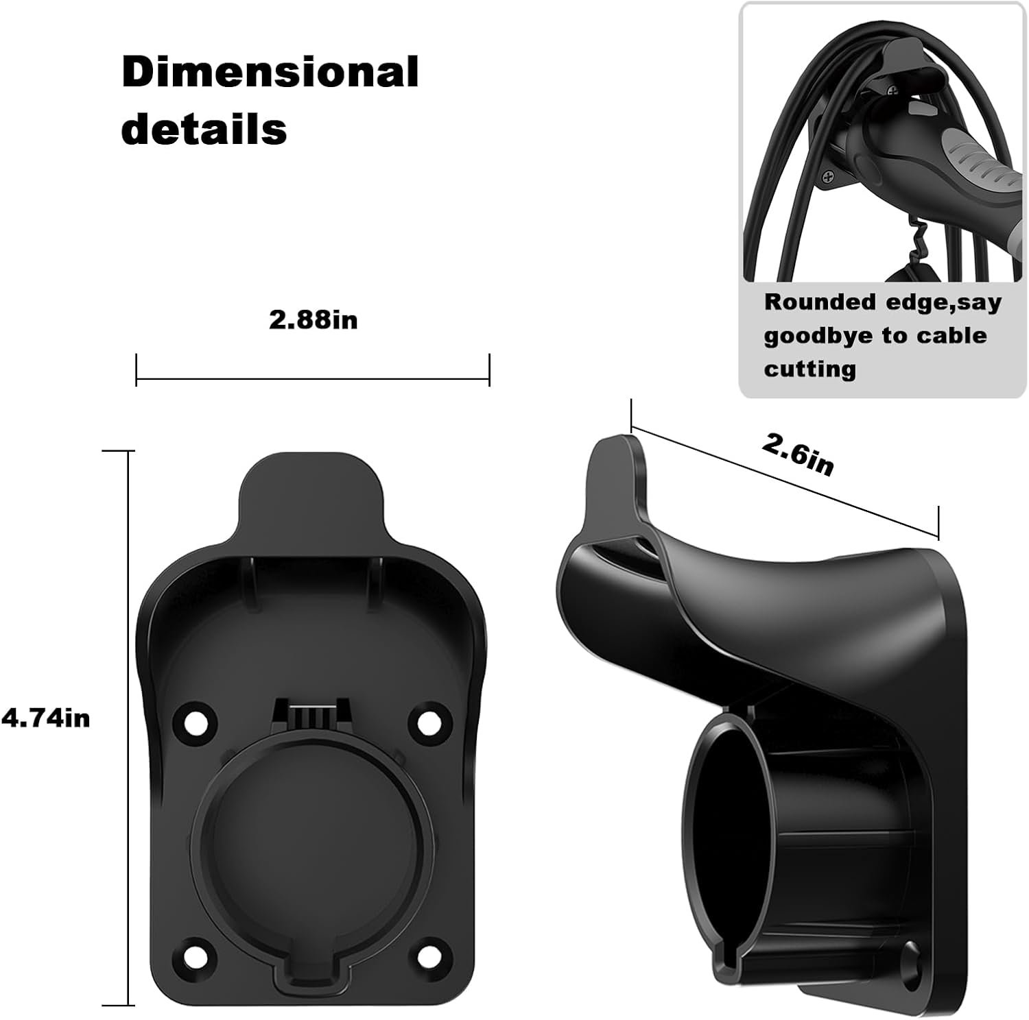 EV Charger Holder Wall Mount Electric Car Charging Cable Holster for SAE J1772 Charging Plug & Connector - Image 7