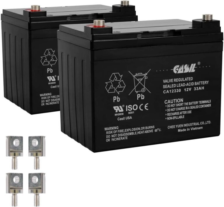 Casil CA12330 12V 33Ah Sealed Lead Acid Battery – 2 Pack – Maintenance-Free AGM – Nut & Bolt Terminals – for Mobility Scooters, UPS Systems, Solar, Backup Power
