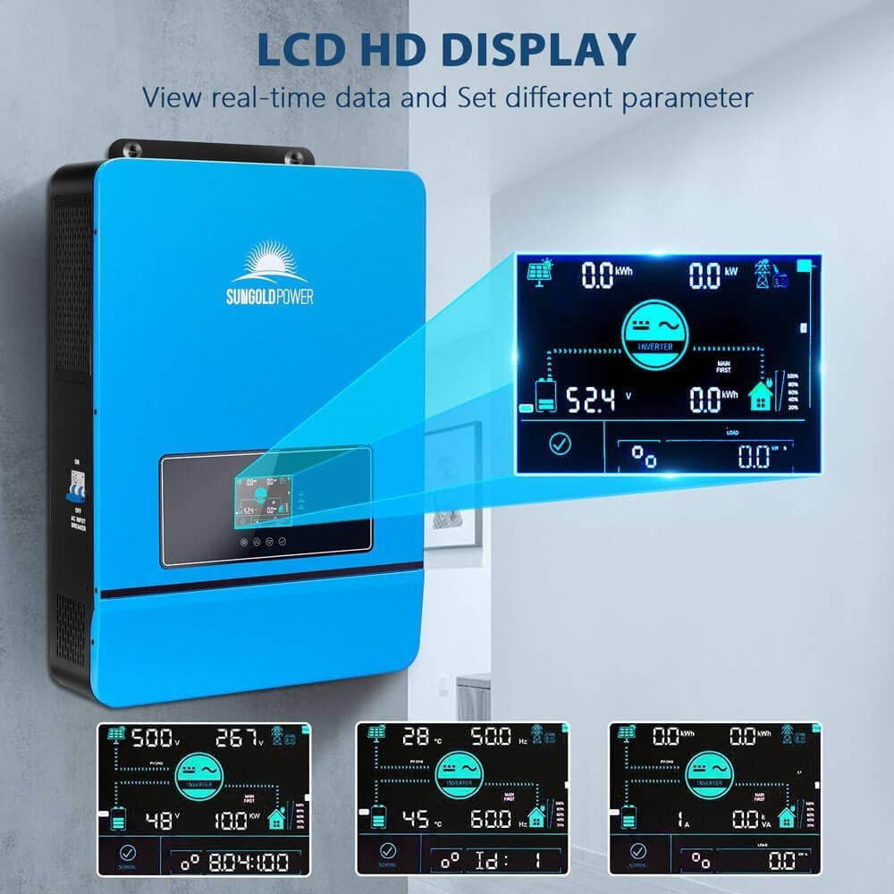 SUNGOLDPOWER 10000W 48V Solar Inverter, Built-in 2 MPPTs, Max 200A Battery Charging, Split Phase AC Input/Output 120V/240V(settable),Pure Sine Wave (BMS COMM) UL1741 SPH10048P - Image 3
