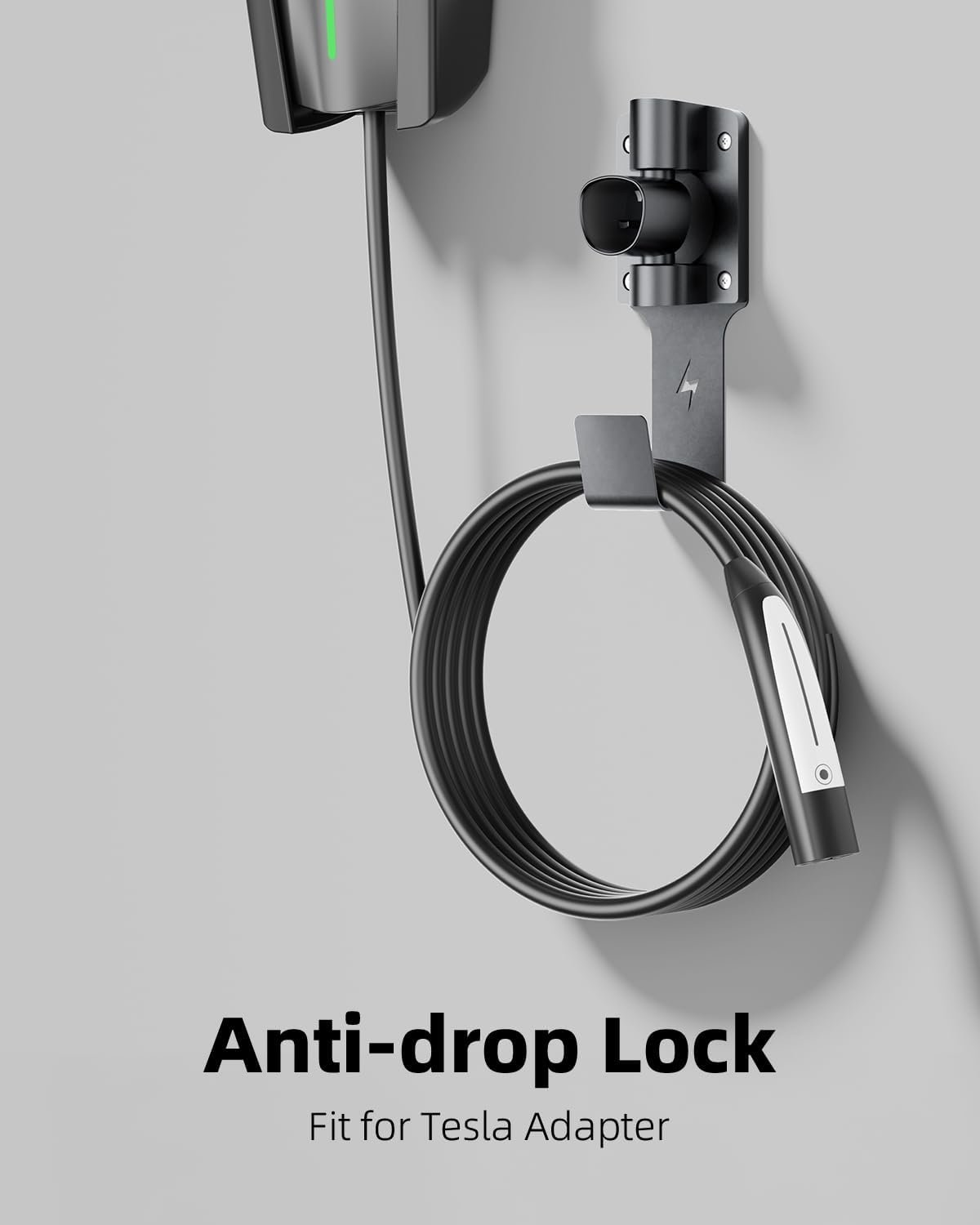 FOCSPROD for Tesla Charger Holder, with 180° Rotation Nozzle Dock, Metal J-Hook for Tesla Model 3/Y/X/S Charger Cable Car Accessories Wall Connector Organizer Extra with Mobile Connector Holder - Image 3