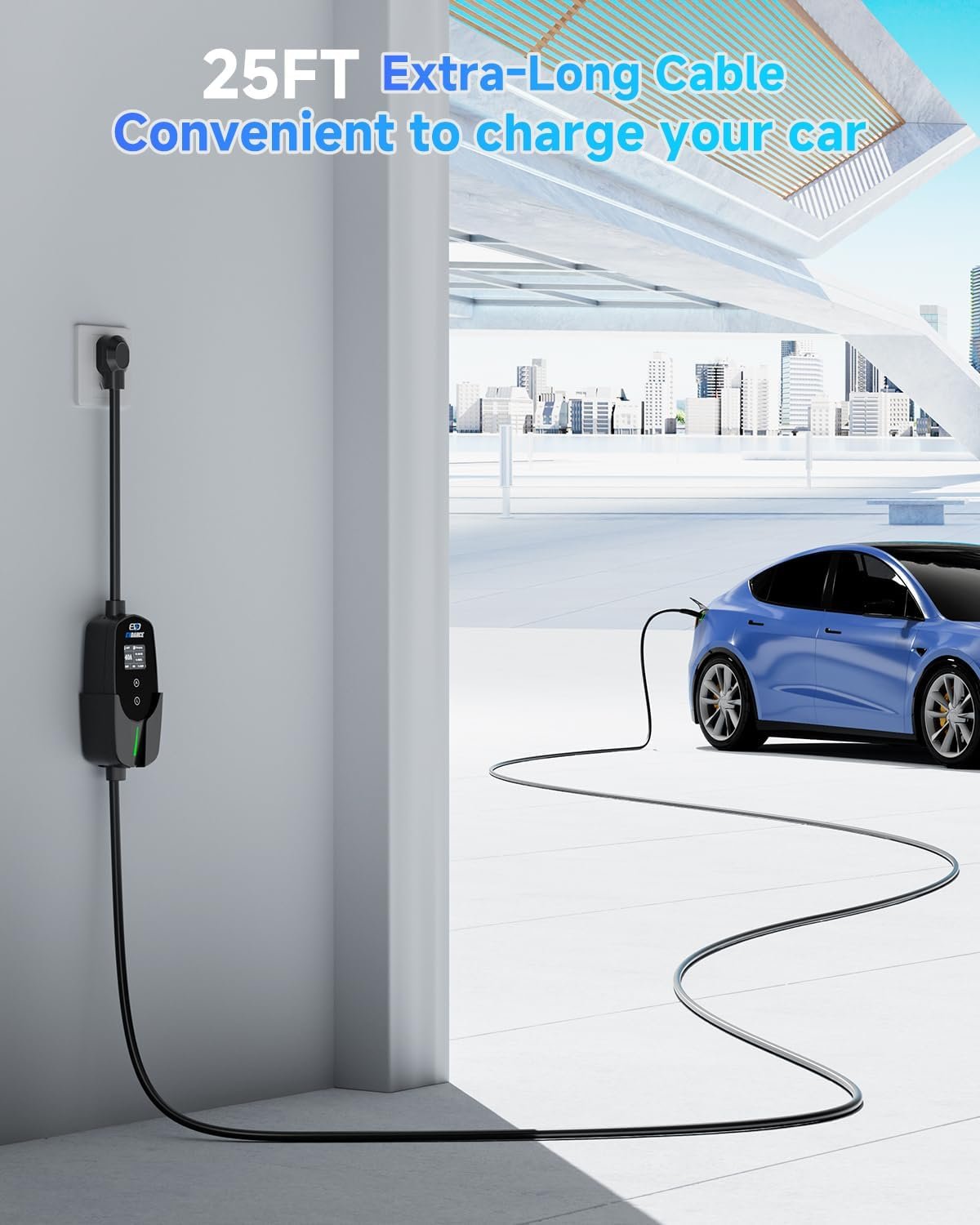 Level 2 EV Charger for Tesla, 40A / 9.6kW Fast Home EV Charging Station with NEMA 14-50 Plug, 25FT Cable, Adjustable Current & Delay Timer, Compatible with All Tesla Model 3/Y/S/X (NACS Plug) - Image 7