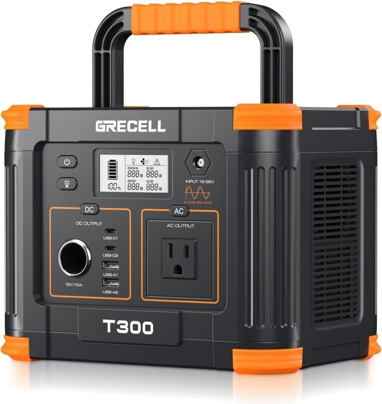 GRECELL Portable Power Station 330W, 230.88Wh Solar Generator | 60W USB-C PD Output, 120V Pure Sine Wave AC Outlet Backup Lithium Battery for Outdoors Camping Travel Home Blackout