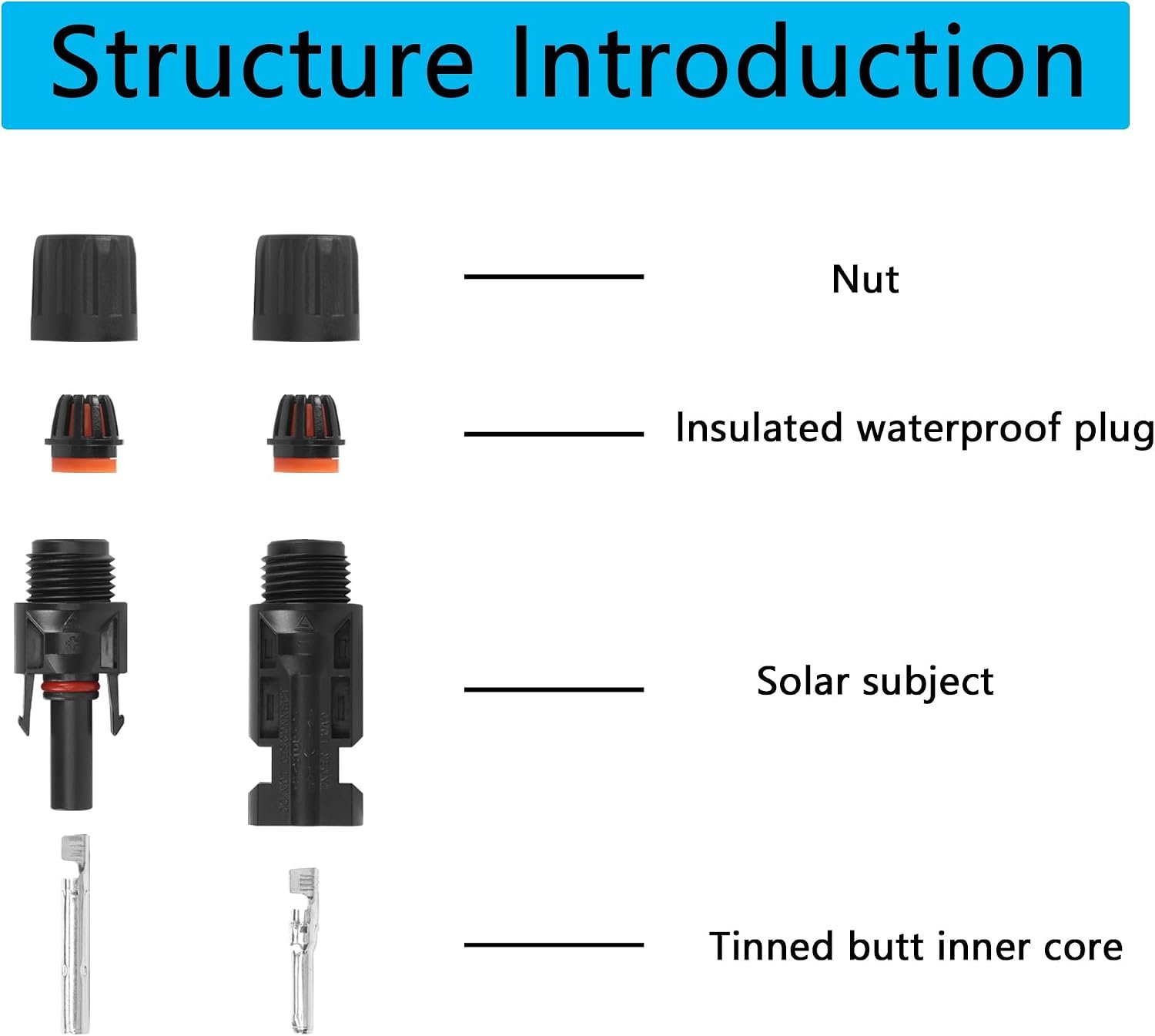 SinLoon 20PCS Solar Connectors 10Pairs IP67 Waterproof Solar Panel Connectors 1000V 30A 10AWG-14AWG Male Female Solar Wire Adapter Connector for 2.5/4/6mm² Solar PV Cable - Image 3