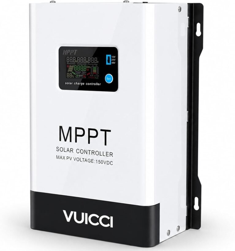 100A MPPT Solar Charge Controller 12V/24V/48V, Solar Panel Charge Controller with 145V Max PV Input, LCD Display for Lithium, AGM, Gel & Lead Acid Batteries, RV, Boat, Off Grid