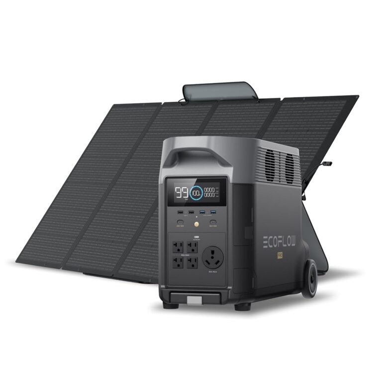 EF ECOFLOW Solar Generator 3.6KWh DELTA Pro with 400W Portable Solar Panel | 23% High Efficiency, 5 AC Outlets, 120V/3600W Portable Power Station, for Home Backup, Outdoors, Camping, RV Emergency
