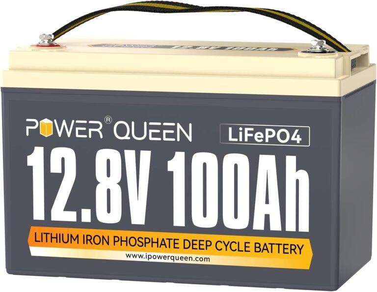 Power Queen LiFePO4 Battery 12V 100Ah, Group 31 Lithium Battery, with 1280Wh Energy and BMS Protection, Up to 15000 Deep Cycles for RV Trailer, Camper Van, Solar Off-Grid