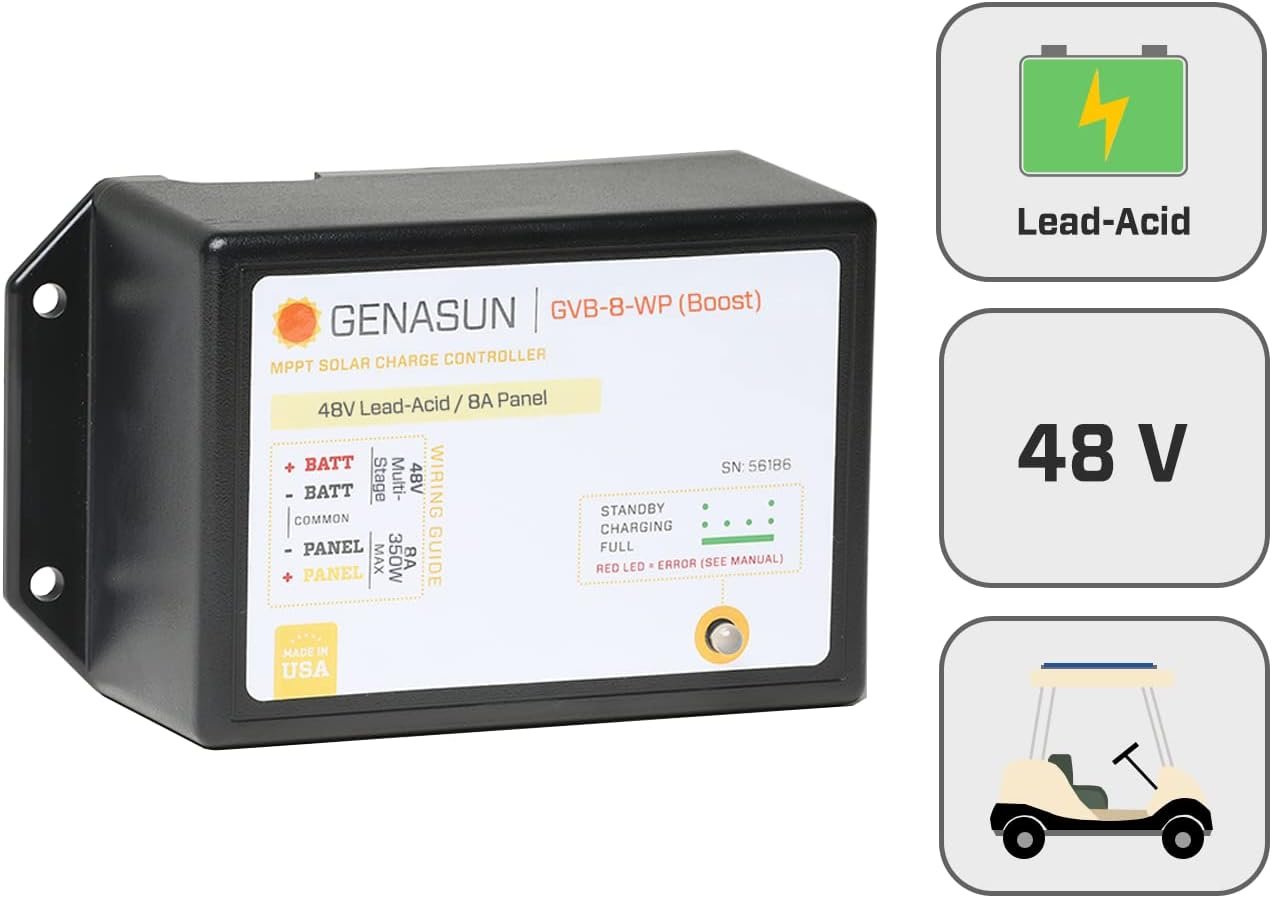 GVB-8-Pb-48V-WP, 8A (Input) for max. 350W Solar Panel, Waterproof Voltage Boosting MPPT Solar Charge Controller for 48 V Lead-Acid Battery (Golf Carts) - Image 2