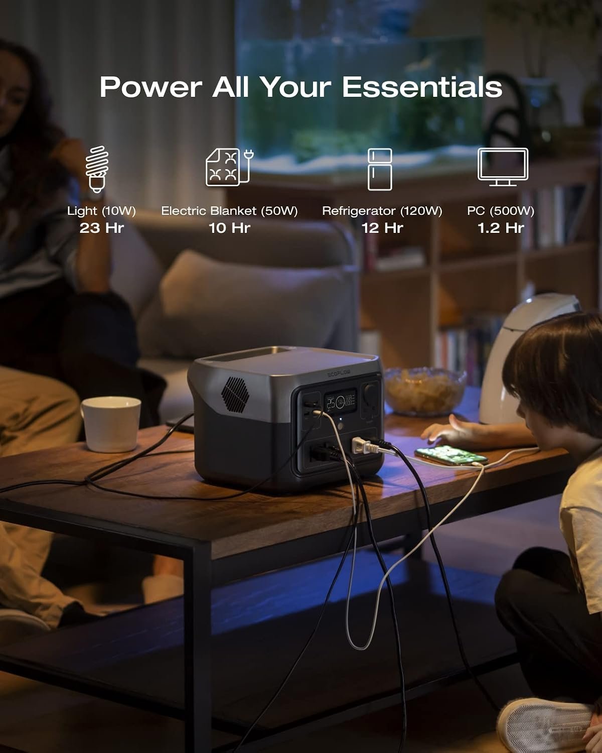 EF ECOFLOW Solar Generator RIVER 2 Pro & 160W Portable Solar Panel, 768Wh | 70 Min Fully Charged,LFP Battery, 4X800W (Up to 1600W) AC Outlets, Portable Power Station for Camping, RV, Home Backup - Image 3