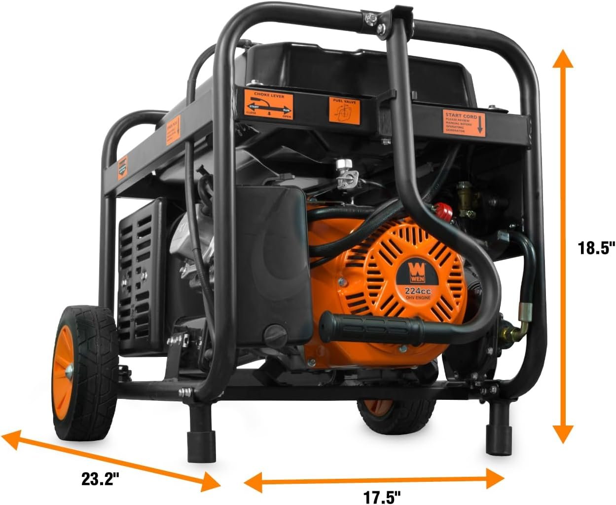 WEN 4,750-Watt 120V/240V Dual Fuel Portable Generator with Wheel Kit and Electric Start (DF475T) - Image 3