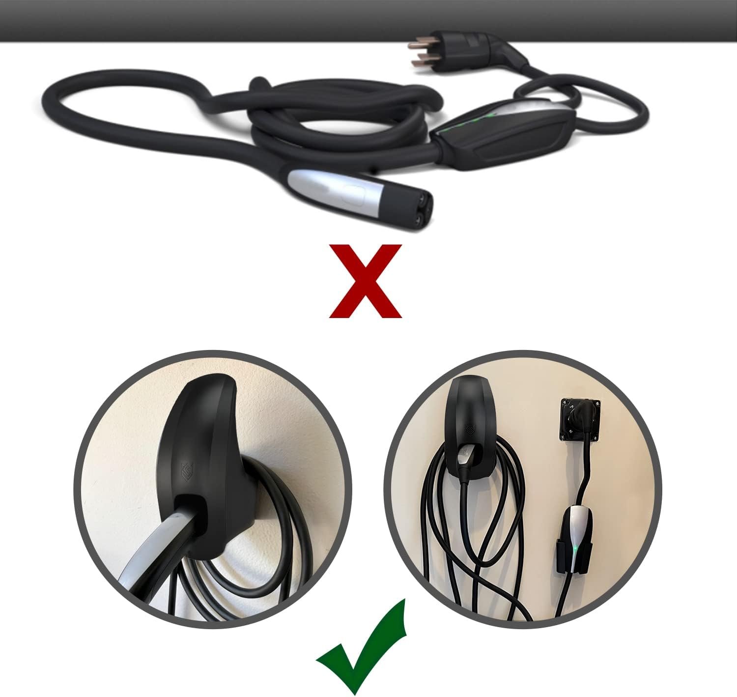 SEVEN SPARTA Charging Cable Holder Wall Mount for Tesla Charger, Black | with UMC Holder, Cable Organizer for Save Garage Space, For Tesla Model 3 Y X S Cybertruck Mobile & Wall Connector - Image 2