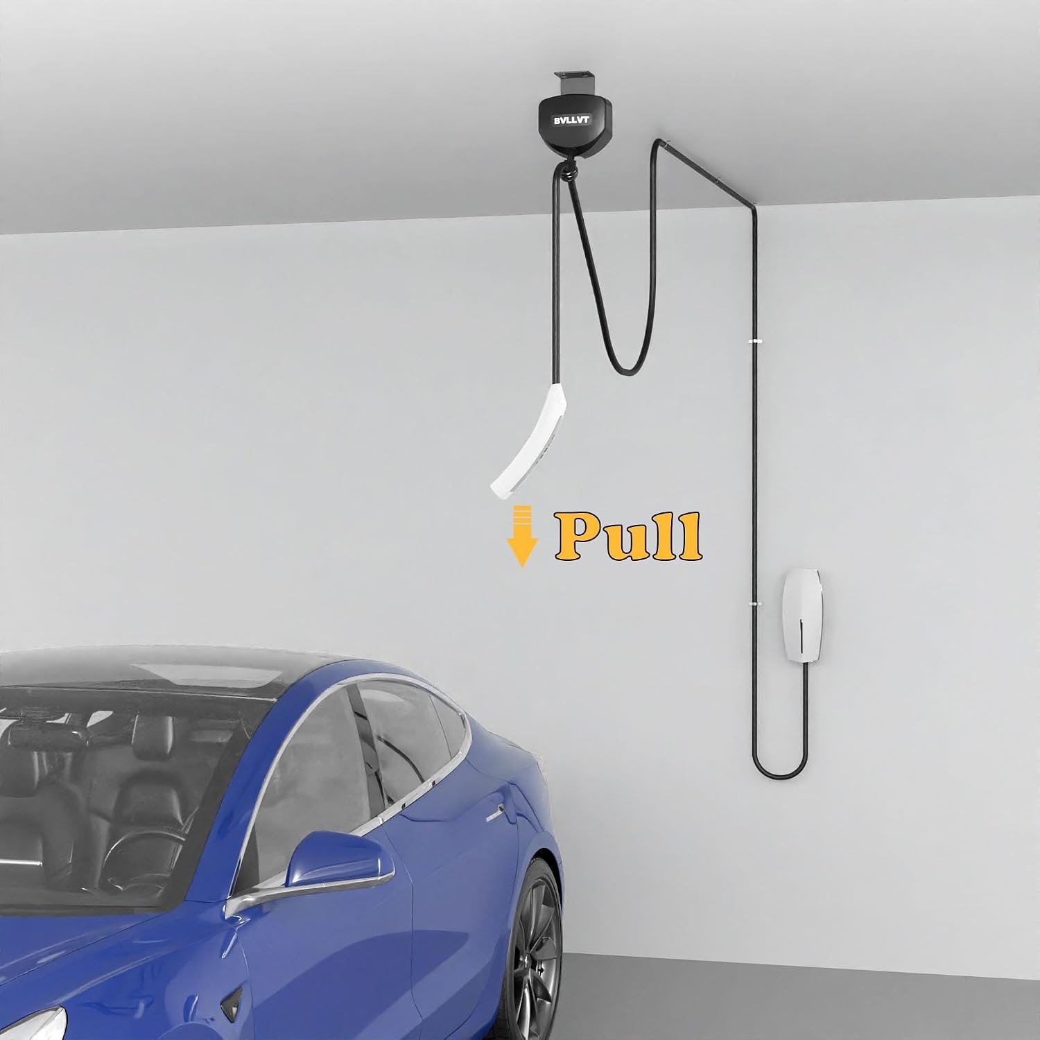 EV Charger Cable Retractor - 11.5ft Ceiling Mounted Automatic Retractable Cable Organizer for Electric Vehicle Charging, Universal Fits 95% of EV Charging Cables - Image 2