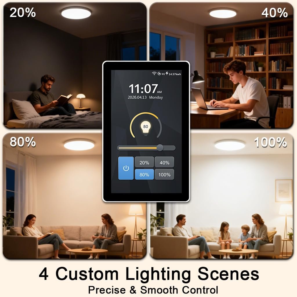 LANBON L10 Smart Dimmer Switch with 4.5" LCD Touch Screen, 1-Gang, WiFi Light Dimmer, Custom Scene Presets, Energy Monitoring, Alexa & Google Home, Neutral Wire Required - Image 3