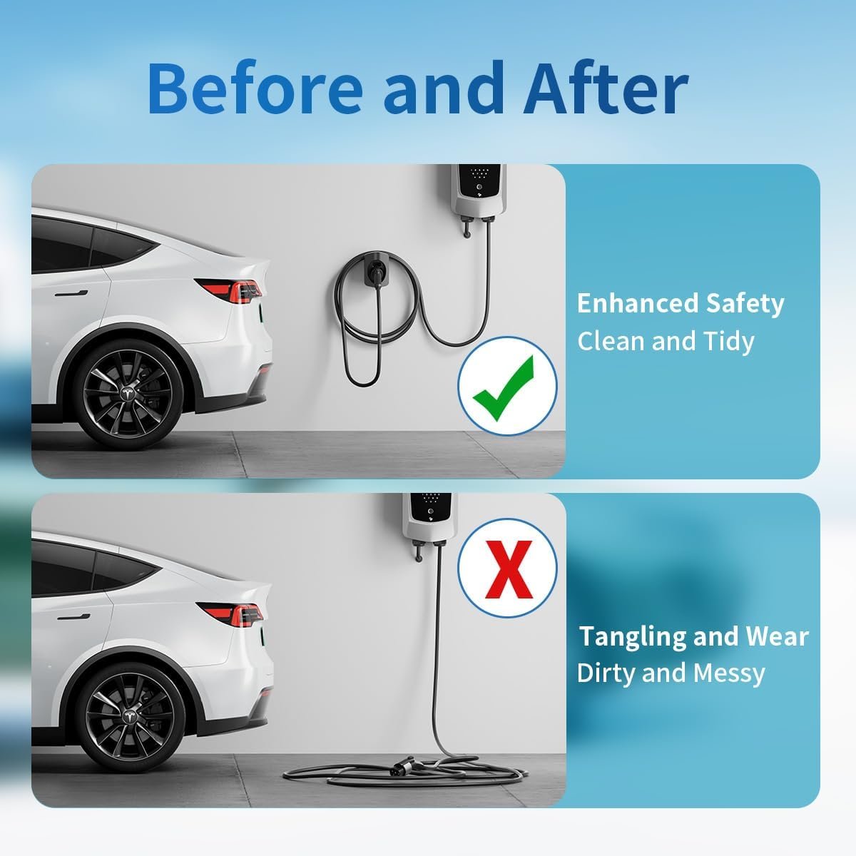 QIAO)) EV Charger Holder Wall Mount for SAE J1772 Holster | J1772 EV charger holder, 35kg, no sharp edges, space-saving waterproof wall mount, cable organizer, matte, neat garage - Image 2