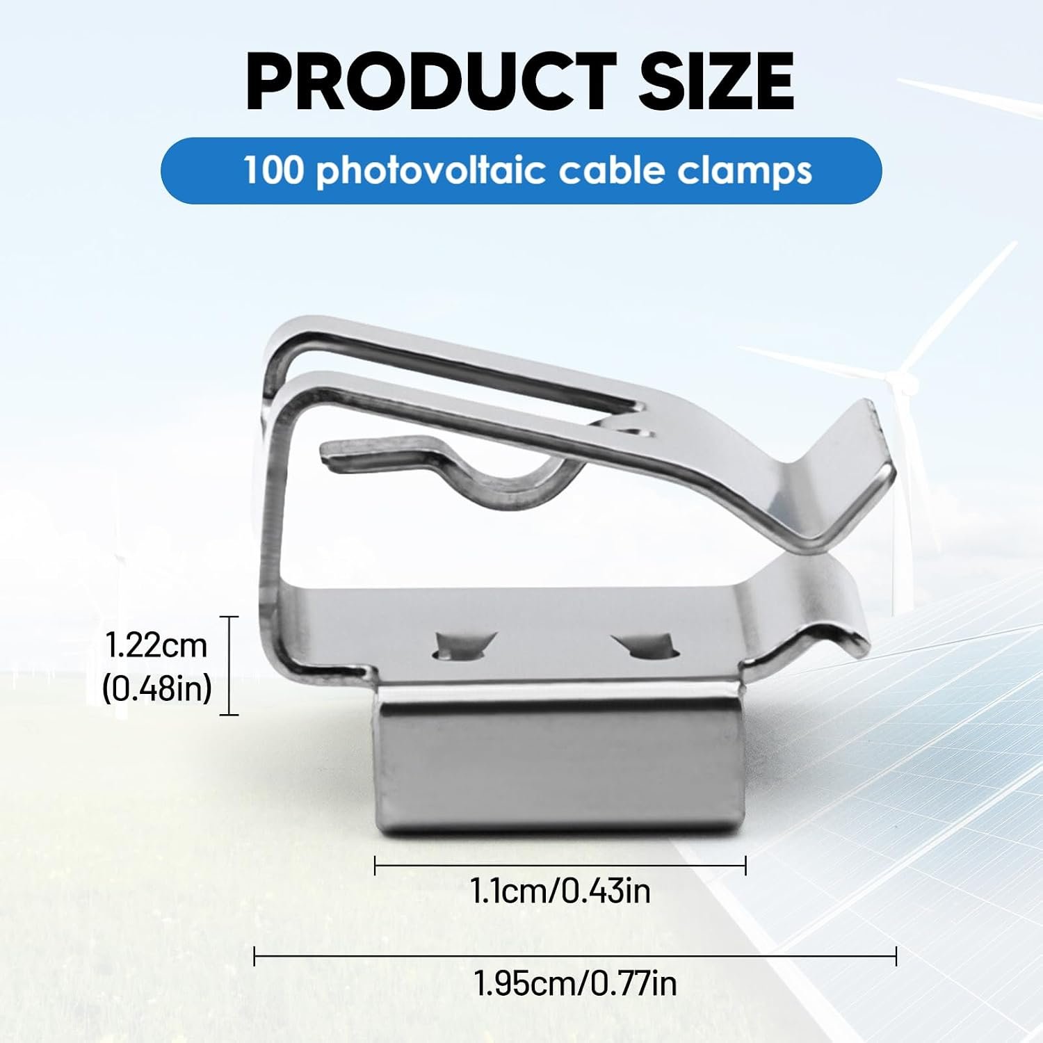 Fenteer Wire Clips Easy Installation Secure Pv Cable Clamps 90-Degree Double Wire Clip for Pv Module Cables Management, 100 Pieces - Image 2