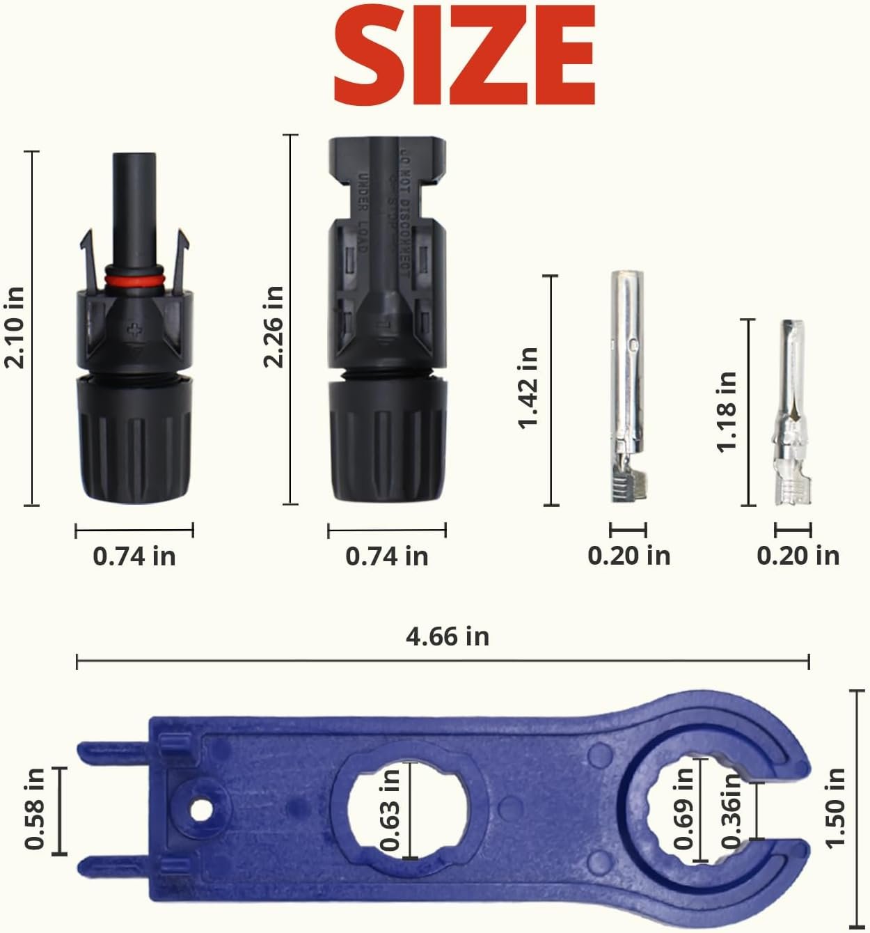MC-4 Connector kit Solar Cable Connector kit 12 Pairs of Solar connectors and 2 Spanner Wrenches Along with a Wire Crimper Photovoltaic System Connector kit - Image 4