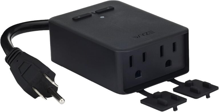 Wyze Plug Outdoor, Dual Outlets Energy Monitoring, IP64, 2.4GHz WiFi Smart Plug, Works with Alexa, Google Assistant, IFTTT, No Hub Required, Black