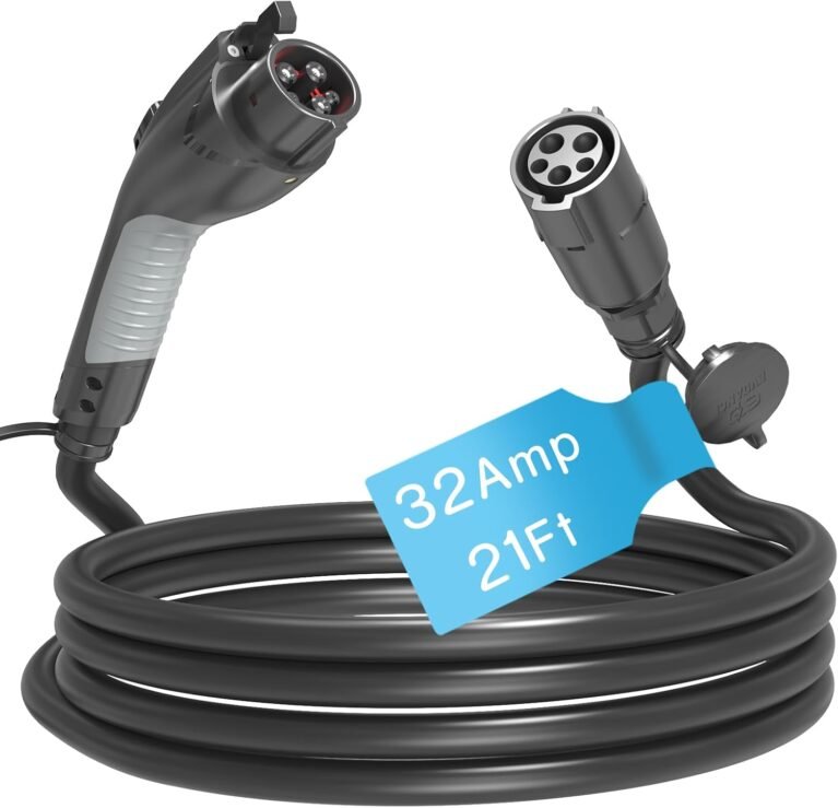 SEGUMA EV Charger Extension Cable, UL Listed 32Amp 21FT J1772 Charging Cord | Compatiable with Level 1/2 EV Chargers, Suitable for J1772 EVs/PHEVs, IP66 Car Charger Extension Cord with Bag