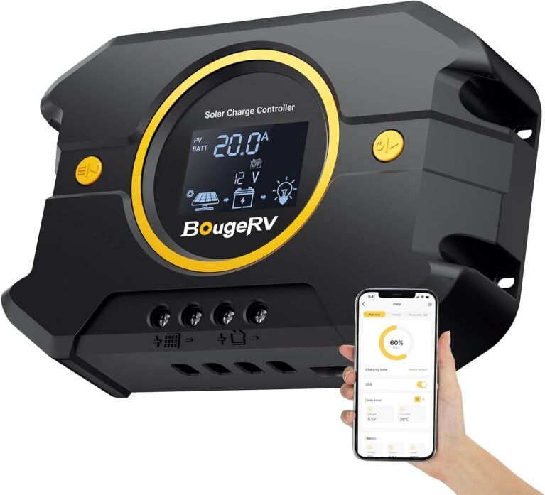 BougeRV Li 20A PWM Solar Charge Controller 12V 24V, Solar Panel Regulator w/Backlit Display, USB Port, Adjustable Parameter, for Lithium, AGM, SLD, Gel Battery, for RV, Off-Gird, Negative Ground | USB Port Negative Ground Battery Intelligent Regulator for Solar Panels Compatible with LFP, AGM, SLD, FLA, for RV, Off-Grid