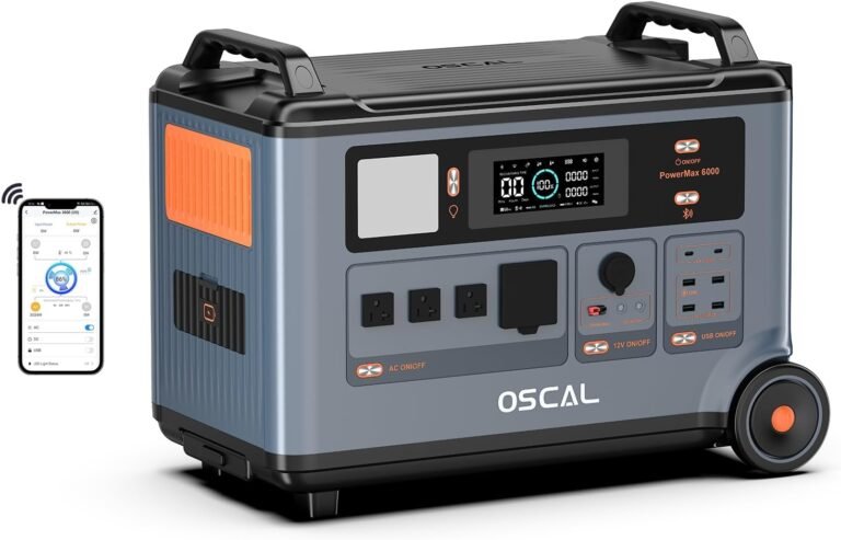 OSCAL PowerMax 6000 Solar Generator, 120/240V Split Phase Voltage | 3600Wh LFP Battery Power Station, Expandable to 57.6kWh, 6000W AC Outlets (9000W Peak), 2200W/1.96H Fast Charging for Home