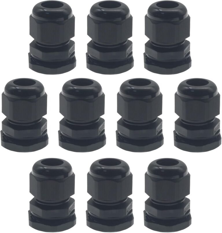 10 Pcs Black M20x1.5 Waterproof Cable Glands Joints Adjustable 6-12mm Cable Connectors Compression Cable Glands with Locknuts (IP68)