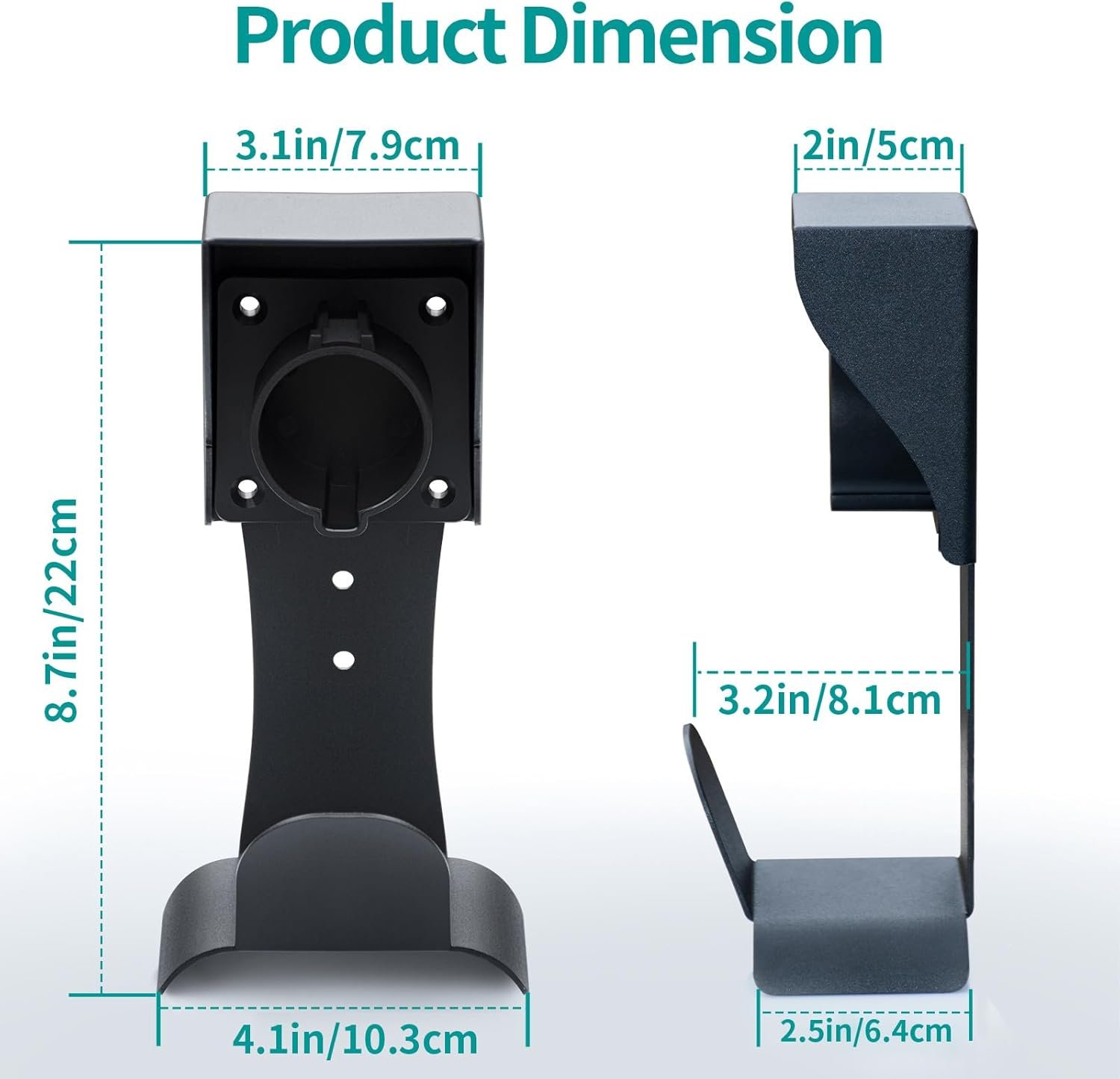 EV Charger Holder Wall Mount J1772 Holder, No Cable Cutting, Outdoor/Indoor, EV Cable Holder and Electric Car Plug Nozzle Holster Dock Combination for SAE J1772 Connector - Image 7