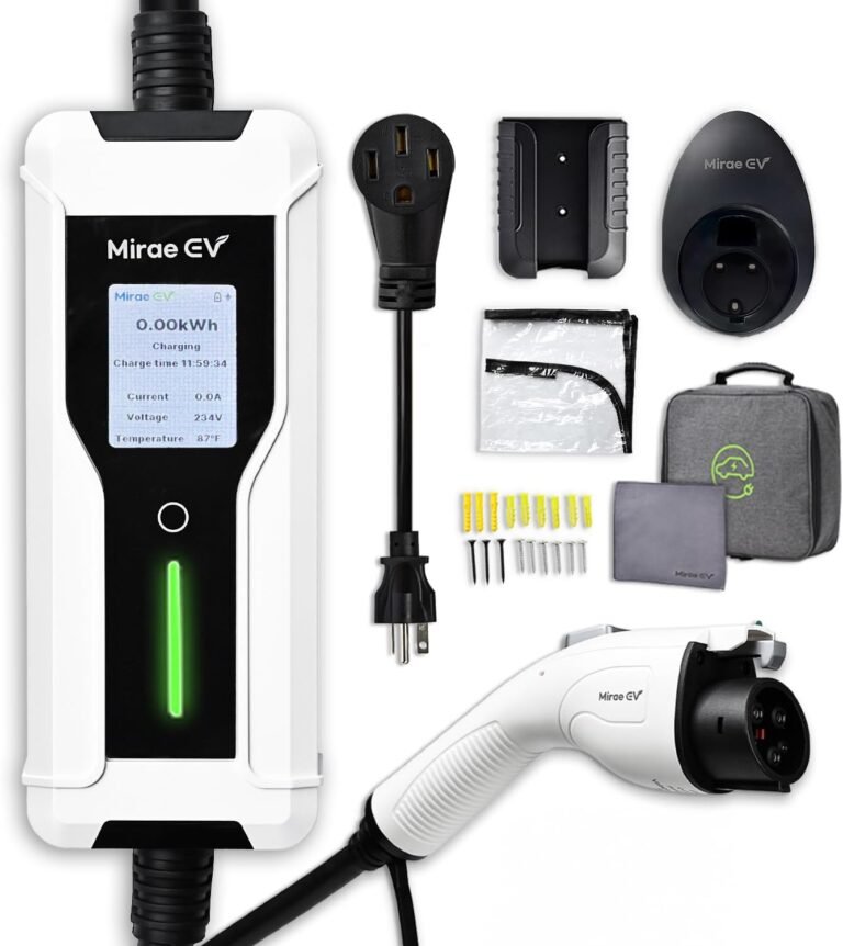 Level 1&2 Portable Charger, MAX 40 Amp (9.6kW) Electric Vehicle Charger, 25FT Cable, 240V NEMA 14-50 Plug, IP65 Waterproof, Fast Home Charging Station, Wall Mount