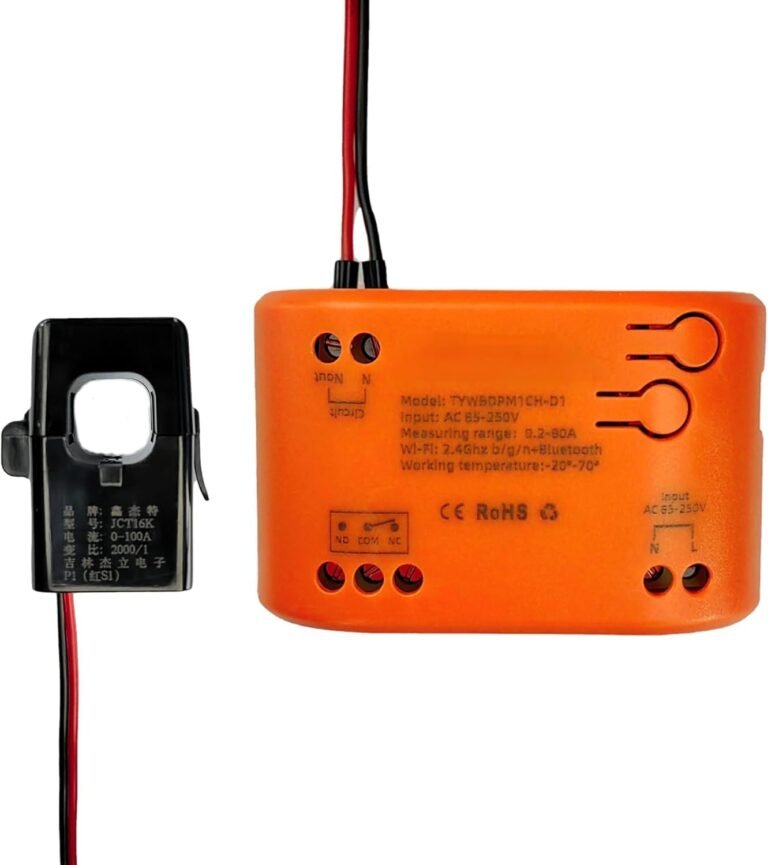 Tuya app WiFi Smart Energy Monitor, Single Phase Clamp Electricity Meter with 1 * 80ACT Current Transformer, Remote Monitor Meter Real-Time Electricity