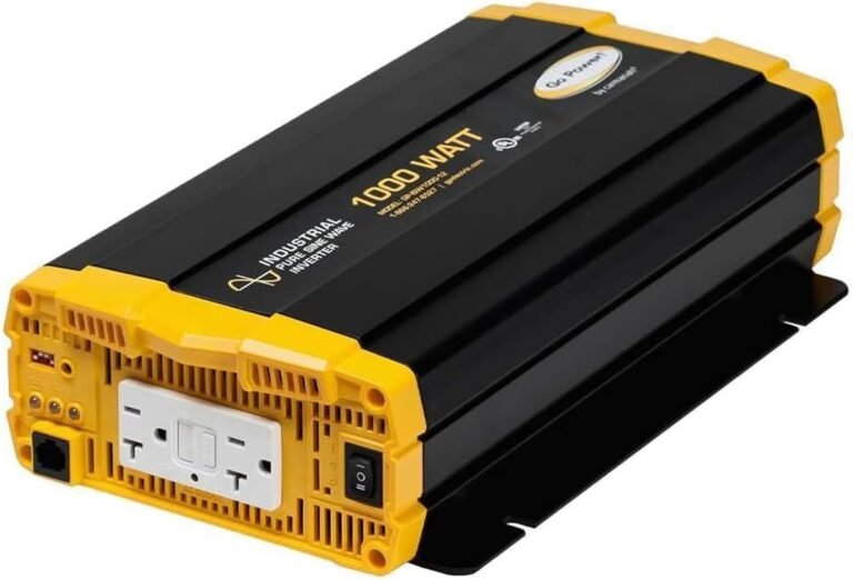 Go Power 1000 Watt Industrial Pure Sine Wave Inverter, 12V to 120V AC, Dual GFCI Outlets, PowerSave Mode, Overload Protection, Low-Profile Design, Ideal for Electronic Equipment & Backup Power