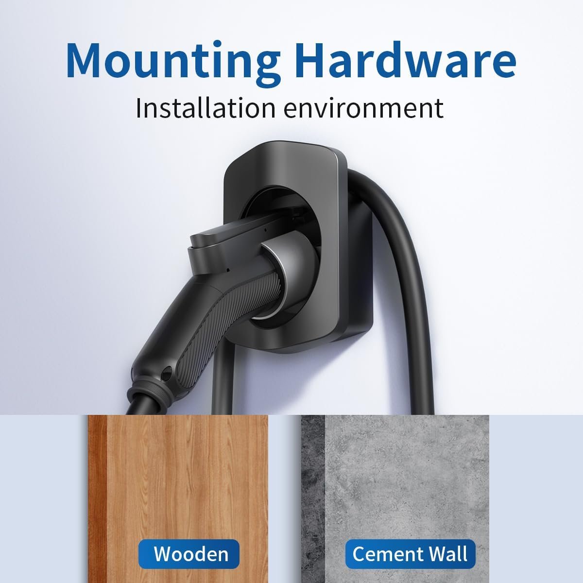 QIAO)) EV Charger Holder Wall Mount for SAE J1772 Holster | J1772 EV charger holder, 35kg, no sharp edges, space-saving waterproof wall mount, cable organizer, matte, neat garage - Image 7