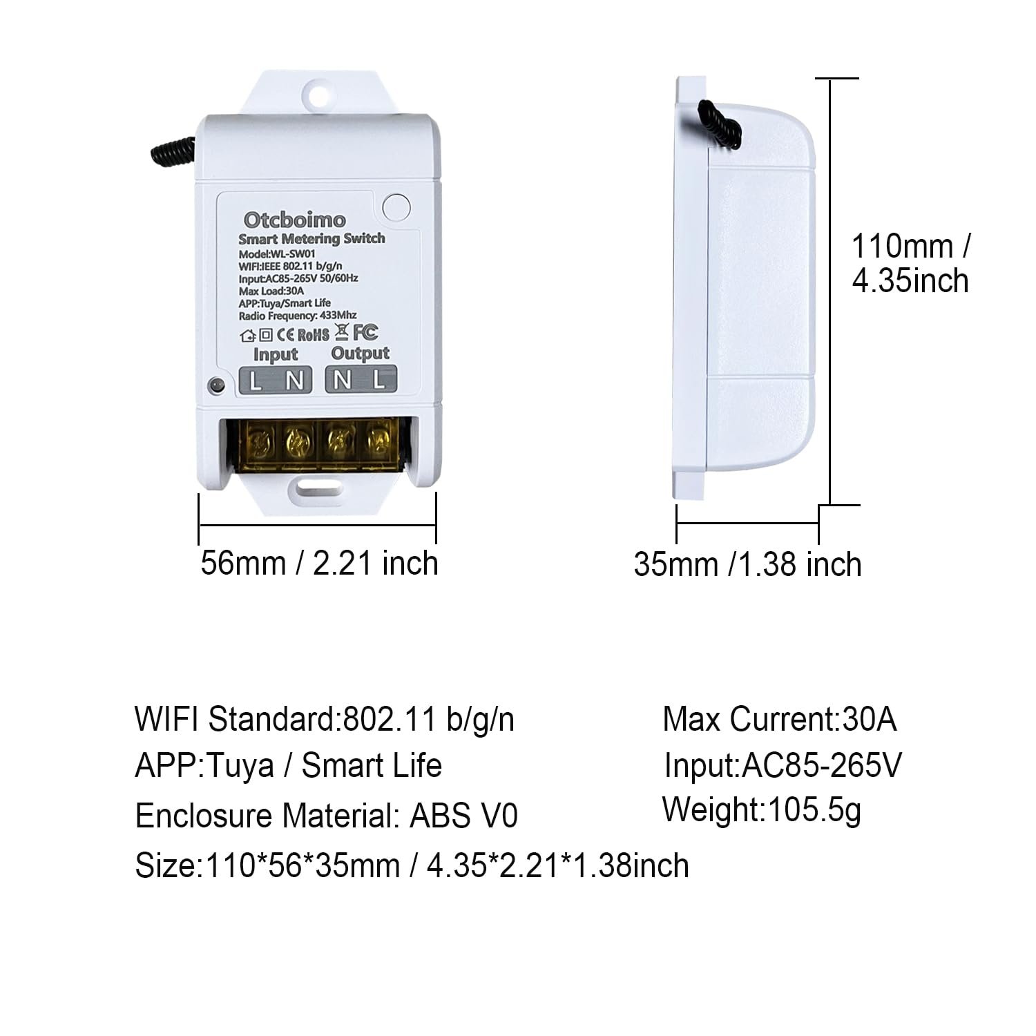 30A High Power WiFi Wireless Smart Switch with Energy Monitoring | DIY Switch for Smart Home Automation, Smart Life APP Remote Control, Timer, Compatible with Alexa & Google Home - Image 3
