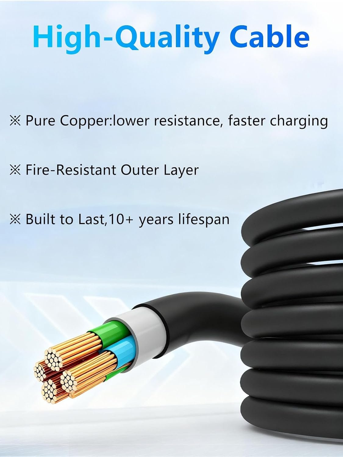 Level 2 Fast EV Charger 50Amp 240V NEMA 14-50P 25FT J1772 Cable | Up to 45 mph Charging, Adjustable Amp & Timer, Portable for Home, Garage & Road Trip, Ideal for Daily Commute - Image 3