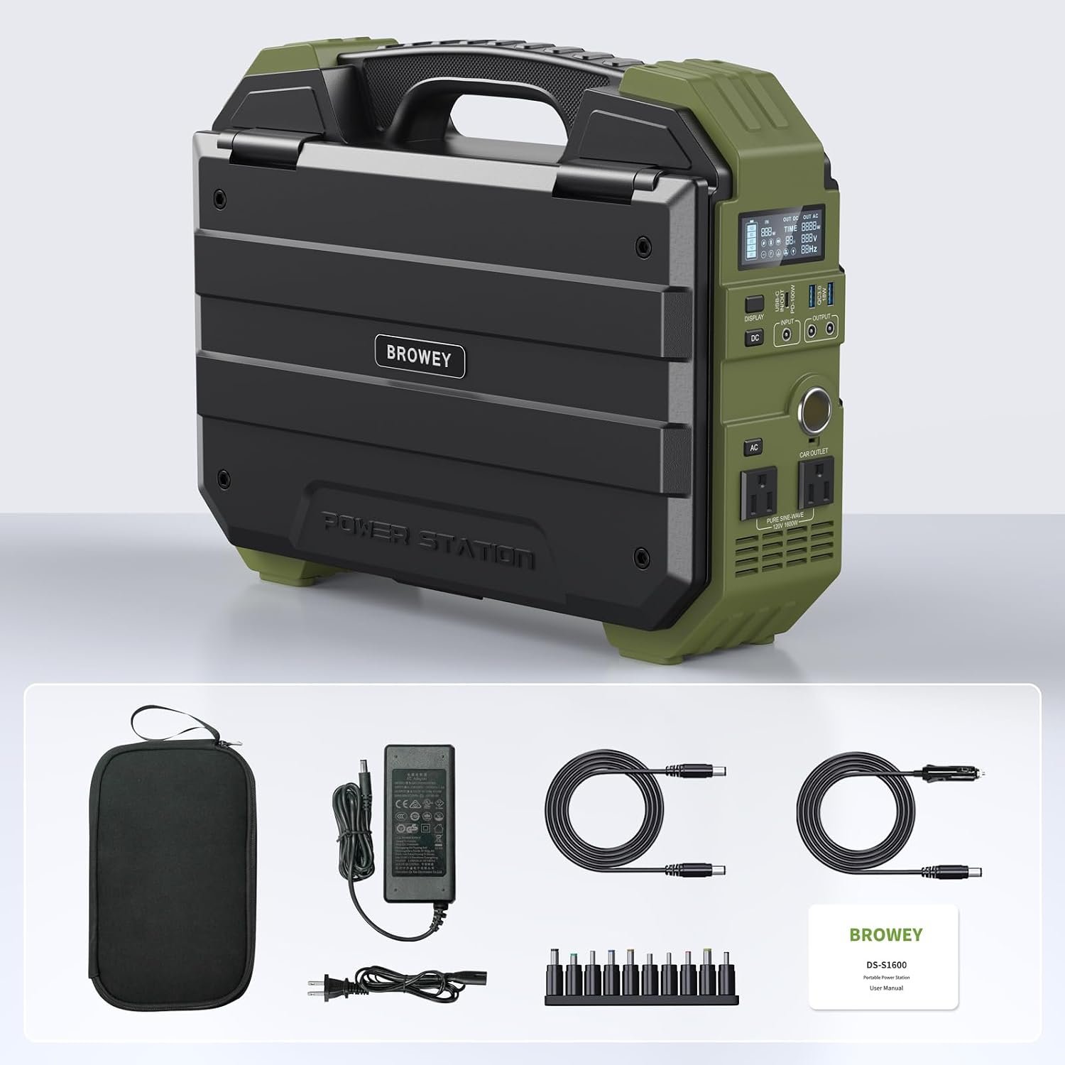 BROWEY 1600W (3200W Peak) Portable Power Station, 1024Wh LiFePO4 Battery with Built-in Solar Panel, 100W USB-C PD, Solar Generator for Camping, RV, Home Backup, Emergency - Image 8
