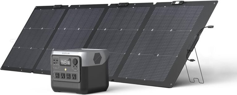 EF ECOFLOW Solar Generator RIVER 2 Pro & 220W Portable Solar Panel, 768Wh | 70 Min Fully Charged,LFP Battery, 4X800W (Up to 1600W) AC Outlets, Portable Power Station for Camping, RV, Home Backup