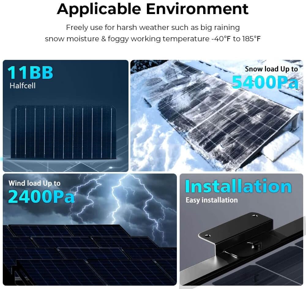 SUNGOLDPOWER 10PCS 500W Solar Panels Monocrystalline UL 61730, Grade A Solar Cell, Waterproof IP68, High Efficiency Solar Panel On/Off Grid Supplies for RV, Tiny house, Marine, Household (Total 5000W) - Image 6