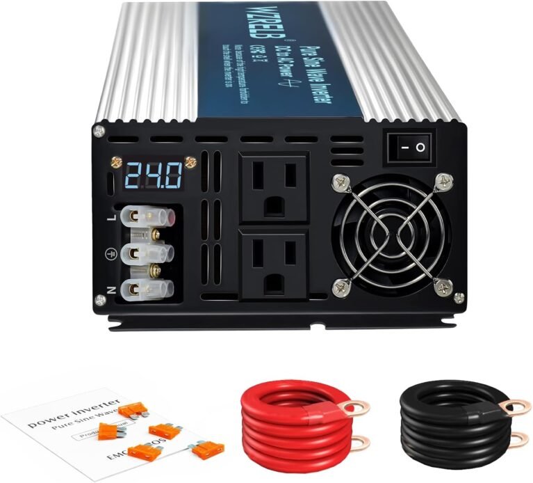 WZRELB 3000W Pure Sine Wave Inverter 12V DC to 110V 120V AC Power Converter with LED Display, Hardwire Terminal,Off-Grid Portable Power Inverter with Dual AC Outlets for Home, RV, Truck, Camping