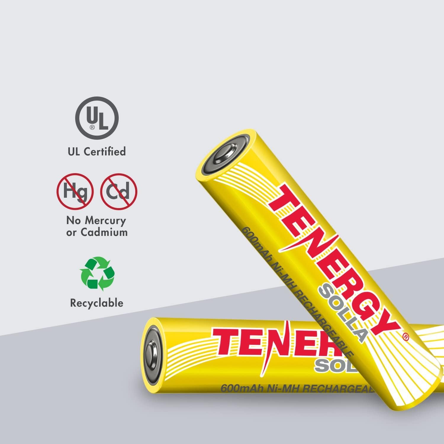 Tenergy Solla AAA Rechargeable NiMH Battery, 600mAh Solar Batteries for Outdoor Solar Lights, Patio Lights, Anti-Leak, 5+ Years Performance, 12 Pack, UL Certified - Image 5