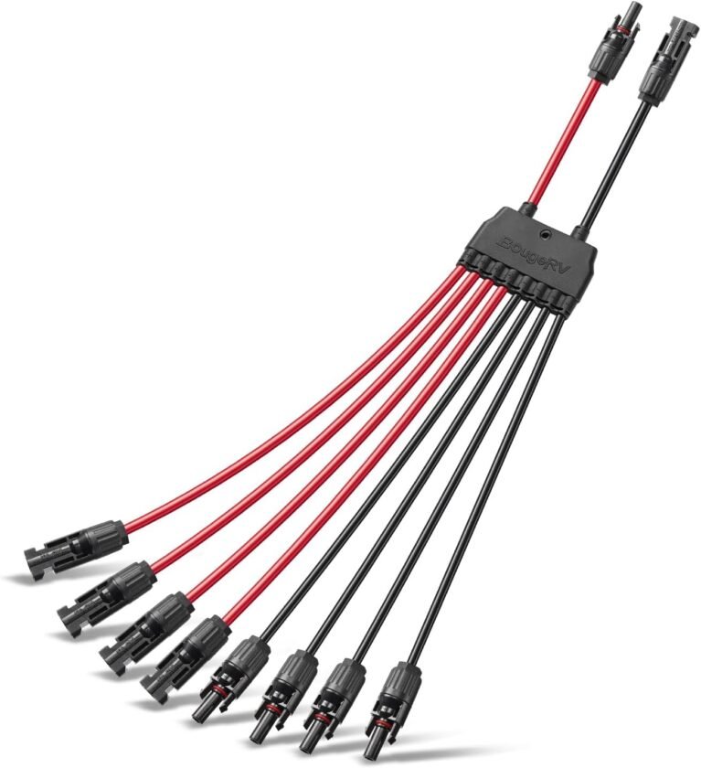 BougeRV Solar Parallel Connectors, 2 to 8 Y Branch 10AWG Extra Long Cable | Connect 2-4 Solar Panels Adapter Splitter Wire Plug, PV Tool Kit, Waterproof for RV, Off-Grid Power Systems (MFFFF/FMMMM)