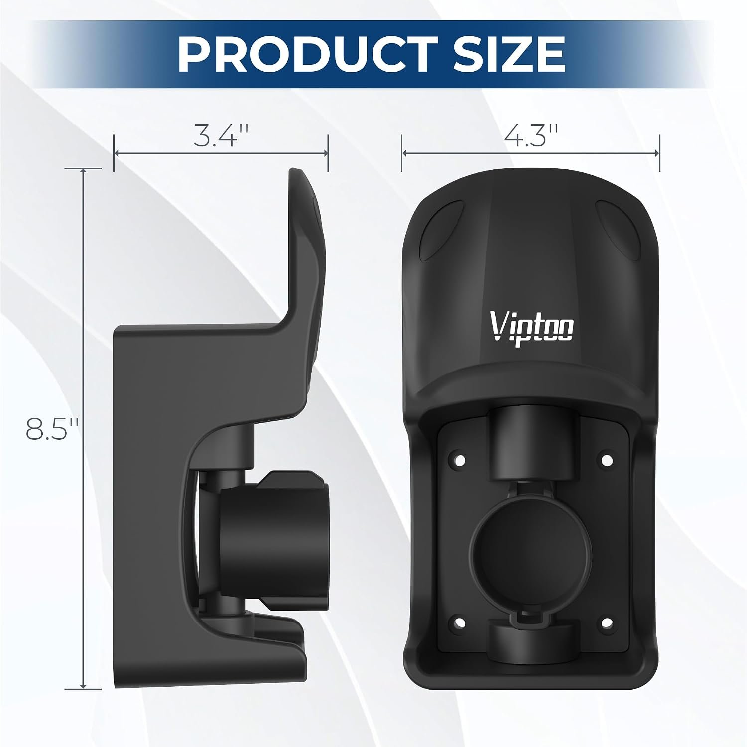VIPTOO J1772 EV Charger Holder Wall Mount | 5-position 0°–180° rotation helps align J1772 connectors; durable ABS keeps charging cables tidy and off the garage floor - Image 7