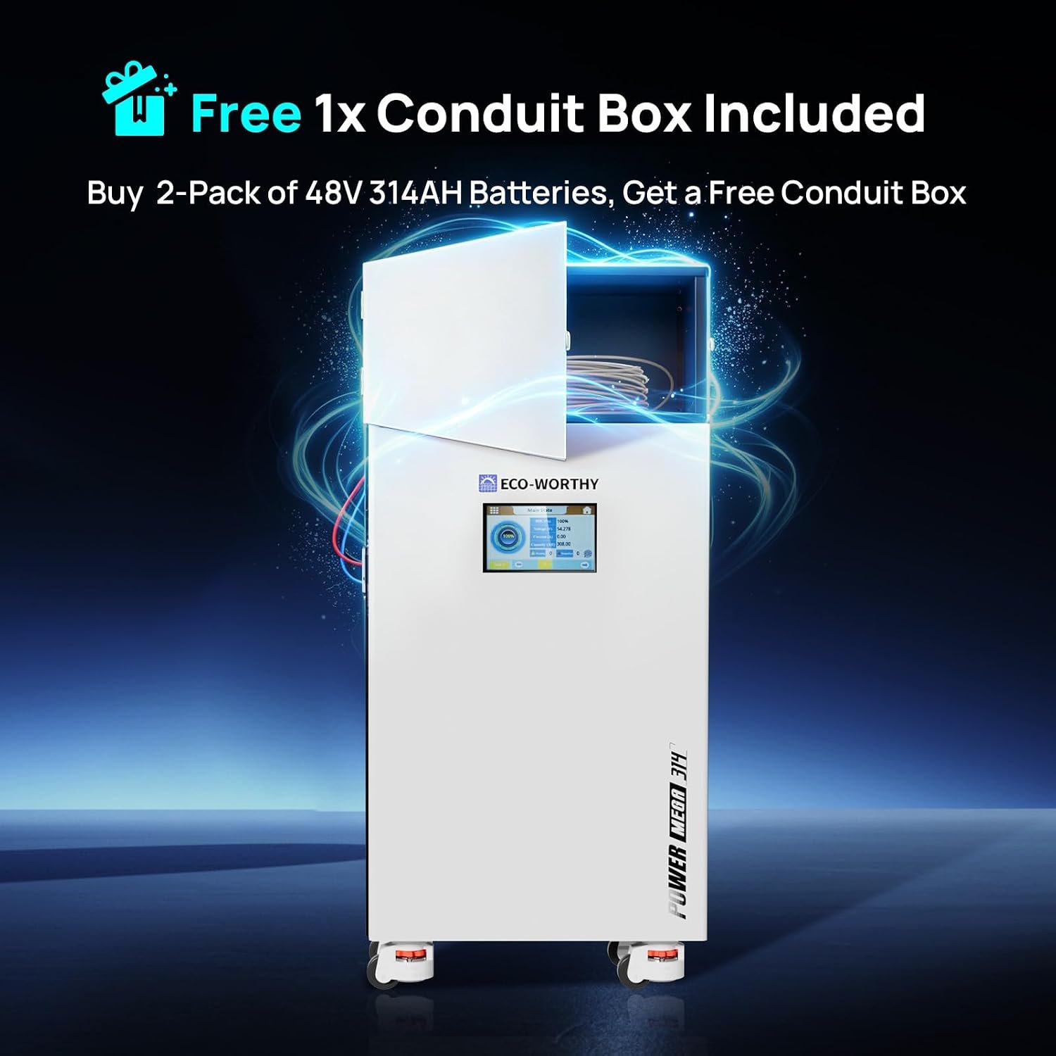ECO-WORTHY Powermega 48V 314Ah (2 Pack) LiFePO4 Battery Energy Storage | Active Balancing 200A BMS, Aerosol Fire Protection, LCD with Bluetooth and WiFi, RS485/CAN/RS232, Off-Grid Solar, Home Backup - Image 3