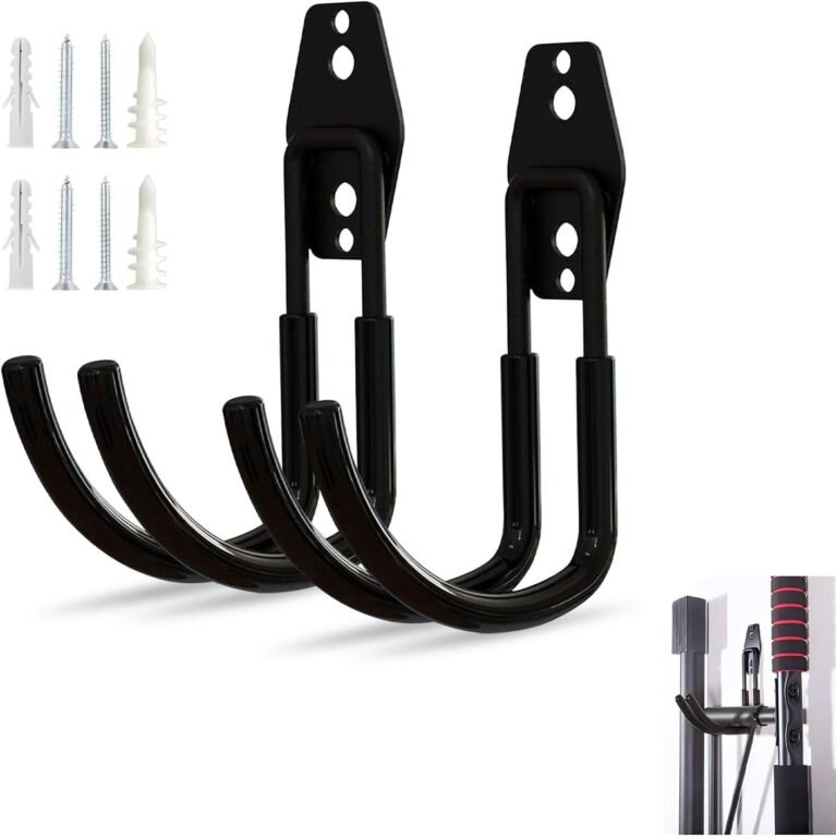 2 PCS EV Charger Holder Wall Mount, Heavy-Duty J-Hook for Electric Cable Retractor, Durable Hooks for Indoor/Outdoor Use, Electric Vehicle Garage Storage Cord Organizer Accessory (Black)