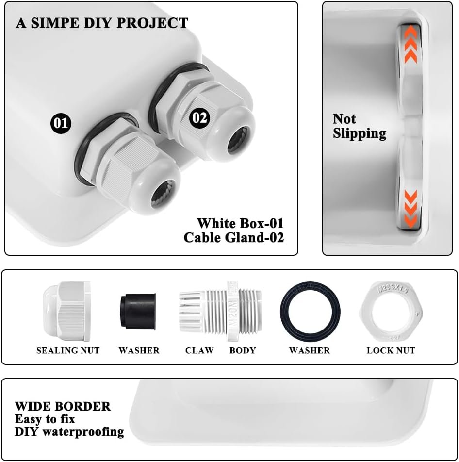 Weatherproof ABS Solar Double Cable Entry Gland | for All Cable Types 2mm² to 6mm² for Solar Project on Rv, Campervan, Boat - Image 3