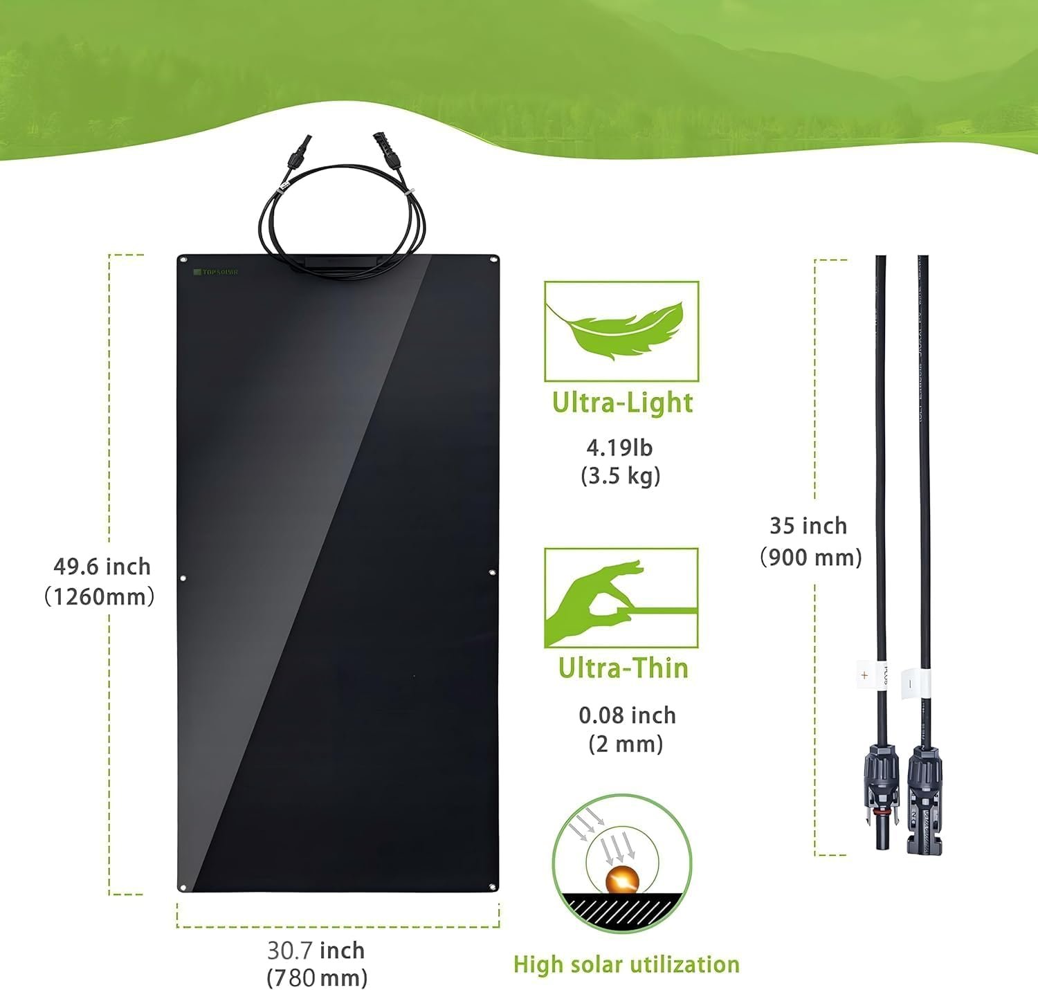 Topsolar 2PCS 180W Semi-Flexible Solar Panel | Solar Panel Charger Off-Grid for RV Boat Cabin Van Car Uneven Surfaces - Image 2