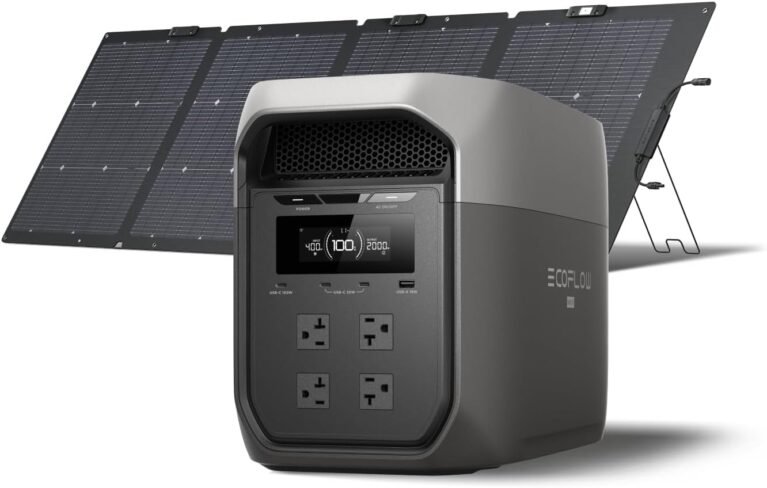 EF ECOFLOW DELTA 3 MAX Portable Power Station with 220W Solar Panel, 2048Wh | 3400W X-Boost Output, Bifacial Solar Panel, Ultra-Fast 0-80% Charging in 1.13 Hr, 2,048Wh LFP Battery, Home Backup Camping