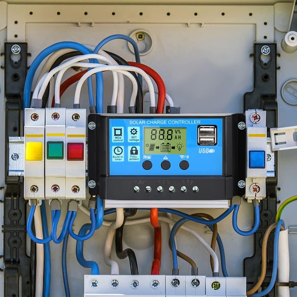 30A Solar Charge Controller 12V/24V Solar Panel Intelligent Regulator | Dual USB Port with LCD Display, PWM Auto Parameter Adjustable, Timer Setting, Multiple Load Control Modes - Image 2