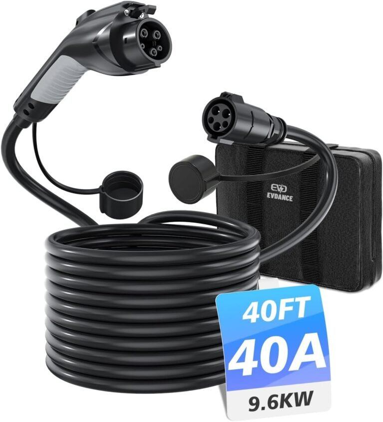EVDANCE J1772 Extension Cable, EV Charger Extension Cable 40A 40FT Charging Cord for Electric Vehicle 110V-240V Compatible for All SAE J1772 Chargers (40A - 40FT)