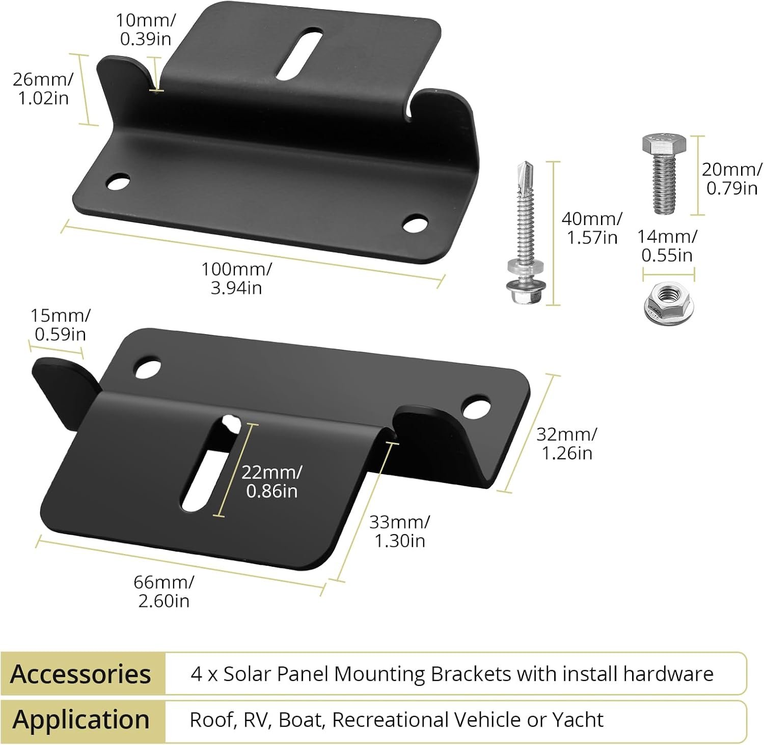 Anbte 4PCS Solar Panel Z Brackets for RV Roof, Solar Mounting Bracket,Black | Aluminum Solar Panel Mounting Brackets, Corrosion-Free, Easy Install, Lightweight, For Roof, RV, Boat, Yacht, Trailers - Image 2