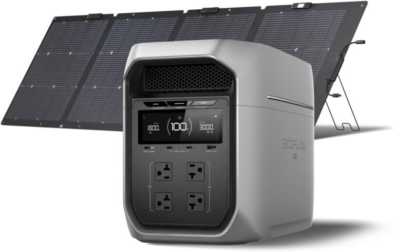 EF ECOFLOW Portable Power Station DELTA 3 MAX Plus with 220W Solar Panel | 3000W Max Output, Fast 0–80% Recharge in 64mins, Reliable Home Backup & RV Camping