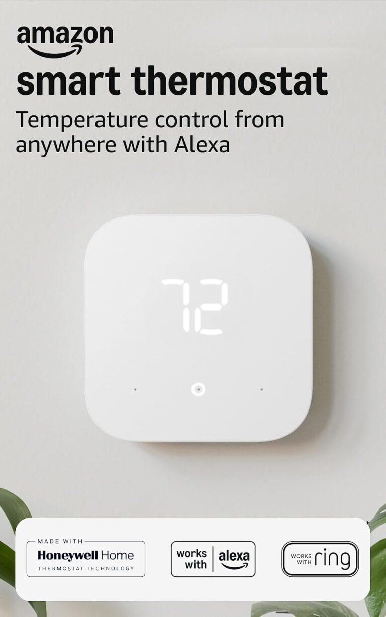 Amazon Smart Thermostat, Save money and energy, Works with Alexa and Ring, C-wire required