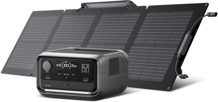 EF ECOFLOW Solar Generator RIVER 3 Plus & 110W Solar Panel, 286Wh 760W | 3 Up to 1200W AC Outlets,