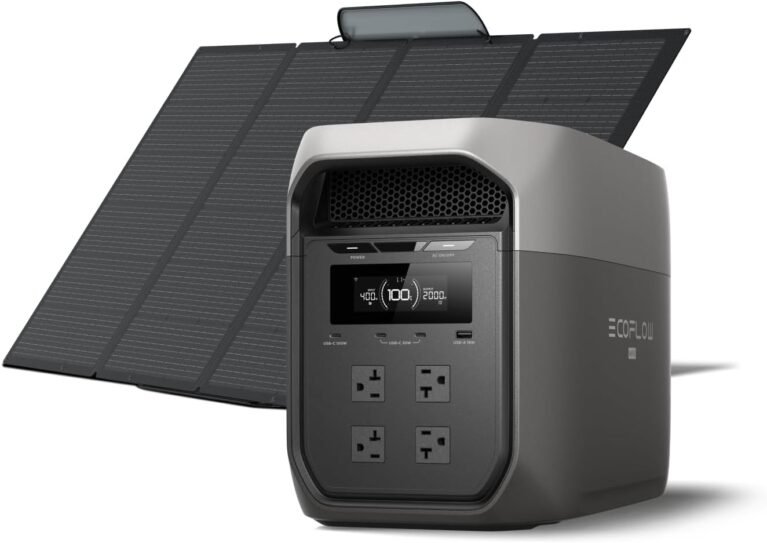 EF ECOFLOW DELTA 3 MAX Portable Power Station with 400W Solar Panel, 2048Wh | 3400W X-Boost Output, 2048Wh LFP Battery, Ultra-Fast 0-80% Charging in 1.13 Hr, Home Backup Camping